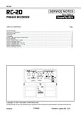 ROLAND RC-20 PHRASE RECORDER SERVICE NOTES INC BLK DIAG PCBS SCHEM DIAGS AND PARTS LIST 20 PAGES ENG