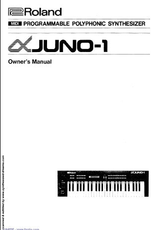ROLAND ALPHA JUNO 1 PROGRAMMABLE POLYPHONIC SYNTHESIZER OWNER'S MANUAL INC CONN DIAG 51 PAGES ENG