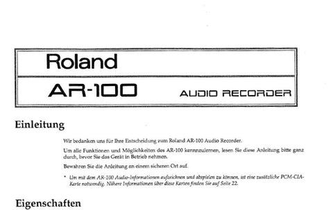 ROLAND AR-100 AUDIO RECORDER EINLEITUNG 26 SEITE DEUT