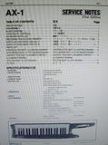 ROLAND AX-1 KEYBOARD CONTROLLER SERVICE NOTES  INC BLK DIAG PCBS AND PARTS LIST 10 PAGES ENG