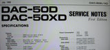 ROLAND DAC-50D DAC50XD GUITAR AMP SERVICE NOTES FIRST EDITION INC SCHEM DIAG PCB AND PARTS LIST 7 PAGES ENG