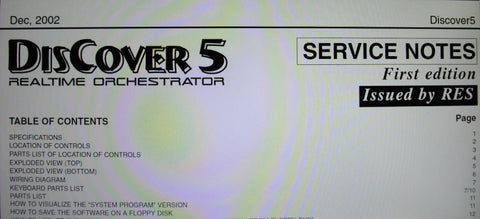 ROLAND DISCOVER 5 REALTIME ORCHESTRATOR SERVICE NOTES FIRST EDITION INC BLK DIAG WIRING DIAG SCHEMS PCBS AND PARTS LIST 44 PAGES ENG