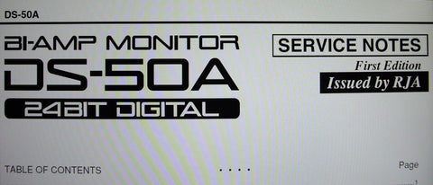ROLAND DS-50A BI-AMP MONITOR SERVICE NOTES FIRST EDITION INC BLK DIAG SCHEMS PCBS AND PARTS LIST 12 PAGES ENG