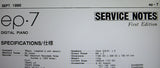 ROLAND EP-7 DIGITAL PIANO SERVICE NOTES FIRST EDITION INC TRSHOOT GUIDE BLK DIAG SCHEMS PCBS AND PARTS LIST 24 PAGES ENG