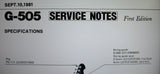 ROLAND G-505 GUITAR CONTROLLER SERVICE NOTES FIRST EDITION INC SCHEM DIAG PCB AND PARTS LIST 6 PAGES ENG