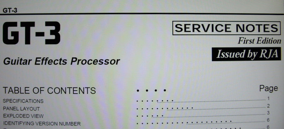 ROLAND GT-3 GUITAR EFFECTS PROCESSOR SERVICE NOTES FIRST EDITION INC BLK DIAG SCHEMS PCBS AND PARTS LIST 22 PAGES ENG