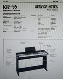 ROLAND KR-55 DIGITAL KEYBOARD SERVICE NOTES FIRST EDITION INC TRSHOOT GUIDE BLK DIAG SCHEMS PCBS AND PARTS LIST 27 PAGES ENG