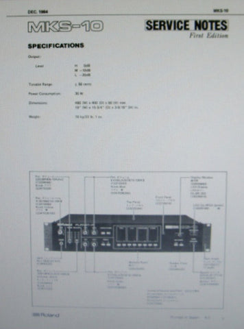 ROLAND MKS-10 PLANET-P SOUND MODULE SERVICE NOTES FIRST EDITION INC BLK DIAGS SCHEMS PCBS AND PARTS LIST 16 PAGES ENG