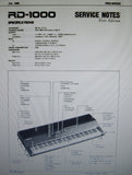 ROLAND RD-1000 DIGITAL PIANO SERVICE NOTES FIRST EDITION INC TRSHOOT GUIDE BLK DIAG SCHEMS PCBS AND PARTS LIST 20 PAGES ENG