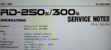 ROLAND RD-250s RD-300s DIGITAL PIANO SERVICE NOTES FIRST EDITION  INC TRSHOOT GUIDE BLK DIAG SCHEMS PCBS AND PARTS LIST 18 PAGES ENG