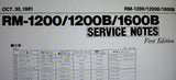 ROLAND RM-1200 RM-1200B RM-1600B MIXING CONSOLE SERVICE NOTES FIRST EDITION INC SCHEMS PCBS AND PARTS LIST 6 PAGES ENG