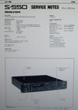 ROLAND S-550 DIGITAL SAMPLER SERVICE NOTES FIRST EDITION INC BLK DIAGS SCHEMS PCBS AND PARTS LIST 25 PAGES ENG