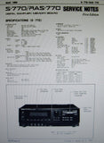 ROLAND S-770 DIGITAL SAMPLER RAS-770 MEMORY BOARD SERVICE NOTES FIRST EDITION INC TRSHOOT GUIDE BLK DIAGS SCHEMS PCBS AND PARTS LIST 27 PAGES ENG