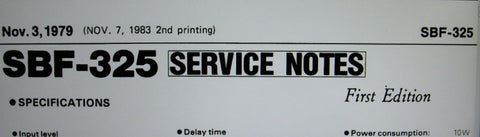 ROLAND SBF-325 SERVICE NOTES FIRST EDITION INC BLK DIAG SCHEMS PCBS AND PARTS LIST 5 PAGES ENG