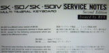 ROLAND SK-50 SOUND CANVAS FIRST EDITION AND SK-501V MULTI TIMBRAL KEYBOARD SERVICE NOTES SECOND EDITION INC BLK DIAG SCHEMS PCBS AND PARTS LIST 17 PAGES ENG