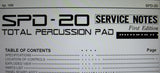 ROLAND SPD-20 TOTAL PERCUSSION PAD SERVICE NOTES FIRST EDITION INC BLK DIAG SCHEMS PCB AND PARTS LIST 15 PAGES ENG