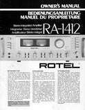 ROTEL RA-1412 STEREO INTEGRATED AMPLIFIER OWNER'S MANUAL 18 PAGES ENG DEUT FRANC