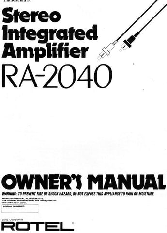 ROTEL RA-2040 STEREO INTEGRATED AMPLIFIER OWNER'S MANUAL 26 PAGES ENG DEUT FRANC