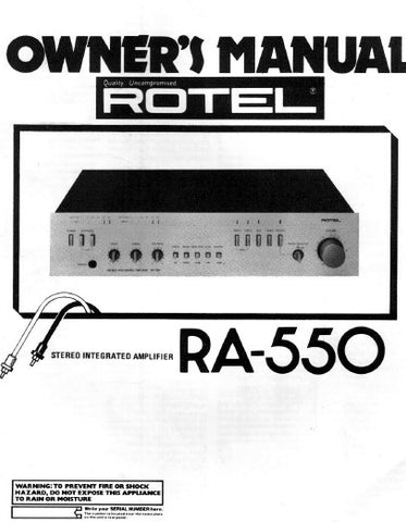 ROTEL RA-550 STEREO INTEGRATED AMPLIFIER OWNER'S MANUAL 6 PAGES ENG