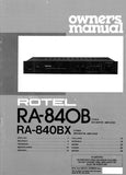 ROTEL RA-840BX RA-840B STEREO INTEGRATED AMPLIFIER OWNER'S MANUAL 5 PAGES ENG