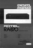 ROTEL RA-870 STEREO INTEGRATED AMPLIFIER OWNER'S MANUAL 5 PAGES ENG