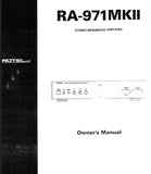 ROTEL RA-971MKII STEREO INTEGRATED AMPLIFIER OWNER'S MANUAL 9 PAGES ENG
