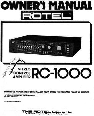 ROTEL RC-1000 STEREO CONTROL AMPLIFIER OWNER'S MANUAL 6 PAGES ENG