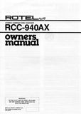 ROTEL RCC-940AX STEREO CD CHANGER OWNER'S MANUAL 12 PAGES ENG