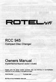 ROTEL RCC-945 STEREO CD CHANGER OWNER'S MANUAL 6 PAGES ENG