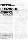 ROTEL RCD-965BX STEREO CD PLAYER OWNER'S MANUAL 8 PAGES ENG