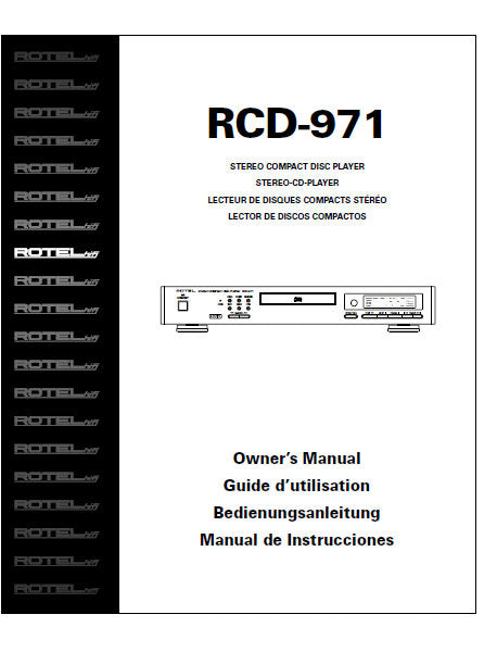 ROTEL RCD-971 STEREO CD PLAYER OWNER'S MANUAL 30 PAGES ENG FRANC DEUT ESP