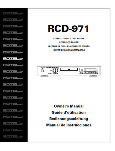 ROTEL RCD-971 STEREO CD PLAYER OWNER'S MANUAL 30 PAGES ENG FRANC DEUT ESP