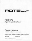 ROTEL RCD-975 STEREO CD PLAYER OWNER'S MANUAL 5 PAGES ENG