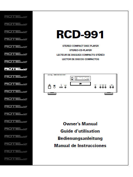 ROTEL RCD-991 STEREO CD PLAYER OWNER'S MANUAL 30 PAGES ENG FRANC DEUT ESP