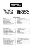 ROTEL RD-300 STEREO CASSETTE DECK TECHNICAL MANUAL INC BLK DIAG PCBS SCHEM DIAG AND PARTS LIST 12 PAGES ENG FRANC DEUT