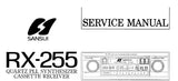 SANSUI RX-255 QUARTZ PLL SYNTHESIZER CASSETTE RECEIVER SERVICE MANUAL INC BLK DIAG PCBS SCHEM DIAG AND PARTS LIST 18 PAGES ENG