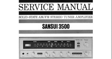 SANSUI 3500 SOLID STATE AM FM STEREO TUNER AMP SERVICE MANUAL INC TRSHOOT GUIDE BLK DIAG PCBS AND PARTS LIST 28 PAGES ENG