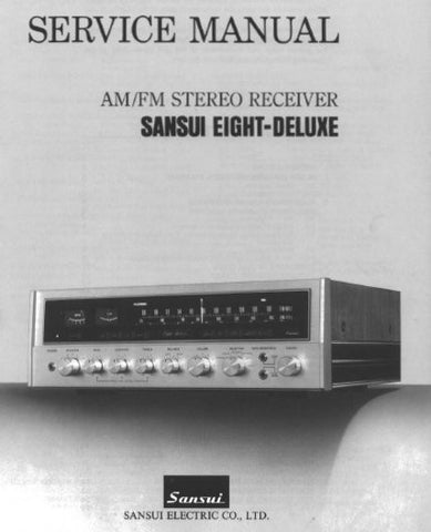 SANSUI 8 DELUXE AM FM STEREO RECEIVER SERVICE MANUAL  INC TRSHOOT GUIDE BLK DIAG LEVEL DIAG SCHEMS PCBS AND PARTS LIST 46 PAGES ENG