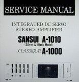 SANSUI A-1010 CLASSIQUE A-1000 INTEGRATED DC SERVO STEREO AMP SERVICE MANUAL INC BLK DIAG SCHEM DIAG PCBS AND PARTS LIST 12 PAGES ENG