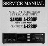 SANSUI  A-1200P CLASSIQUE A-1230P INTEGRATED DC SERVO STEREO AMP SERVICE MANUAL INC BLK DIAGS SCHEM DIAG PCBS AND PARTS LIST 12 PAGES ENG