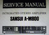 SANSUI A-M800 INTEGRATED STEREO AMP SERVICE MANUAL INC BLK DIAGS SCHEM DIAG PCBS AND PARTS LIST 13 PAGES ENG