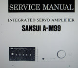 SANSUI A-M90 A-M99 INTEGRATED SERVO STEREO AMP SERVICE MANUAL INC BLK DIAGS SCHEM DIAGS PCBS AND PARTS LIST 14 PAGES ENG