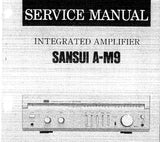 SANSUI A-M9 STEREO INTEGRATED AMP SERVICE MANUAL INC BLK DIAG SCHEM DIAG PCBS AND PARTS LIST 6 PAGES ENG