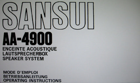 SANSUI AA-4900 BASS REFLEX LOUDSPEAKER SYSTEM OPERATING INSTRUCTIONS 16 PAGES ENG FRANC DEUT