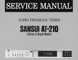 SANSUI AT-210 AT-202 AUDIO PROGRAM TIMER SERVICE MANUAL INC BLK DIAG SCHEM DIAG PCBS AND PARTS LIST 7 PAGES ENG