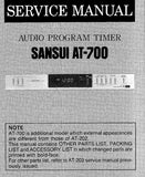 SANSUI AT-700 AUDIO PROGRAM TIMER SERVICE MANUAL INC PARTS LIST 4 PAGES ENG
