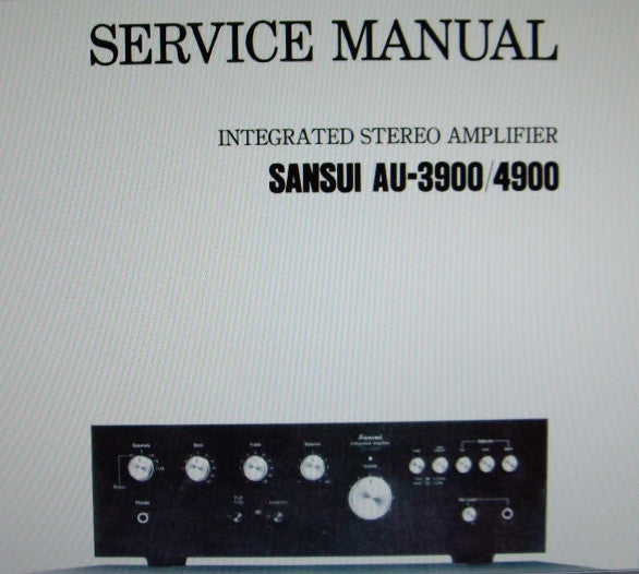 SANSUI AU-3900 AU-4900 INTEGRATED STEREO AMP SERVICE MANUAL INC TRSHOOT GUIDE BLK DIAG SCHEMS PCBS AND PARTS LIST 16 PAGES ENG
