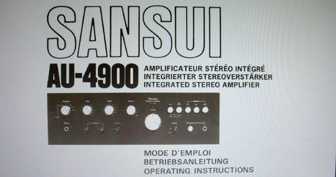 SANSUI AU-4900 INTEGRATED STEREO AMP OPERATING INSTRUCTIONS INC CONN DIAGS 43 PAGES ENG FRANC DEUT