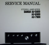 SANSUI AU-5900 AU-6900 AU-7900 STEREO AMP SERVICE MANUAL INC TRSHOOT GUIDE BLK DIAG SCHEMS PCBS AND PARTS LIST 20 PAGES ENG