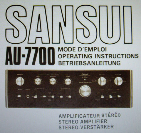 SANSUI AU-7700 STEREO AMP OPERATING INSTRUCTIONS INC CONN DIAGS 68 PAGES ENG FRANC DEUT